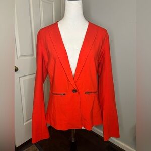 Trouvé Collarless One Button Blazer with Zip Pockets